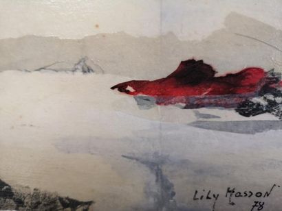 null Lily MASSON (1920-2019) :
Lune mauve et rocher rouge, 1978
Collage de papiers...