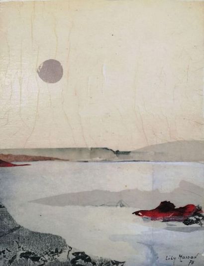 null Lily MASSON (1920-2019) :
Lune mauve et rocher rouge, 1978
Collage de papiers...