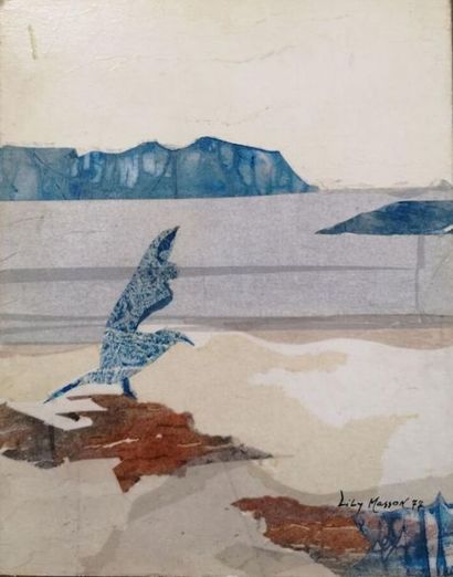 null Lily MASSON (1920-2019) :
Oiseau bleu, 1977
Collage de papiers encrés et vinylique...