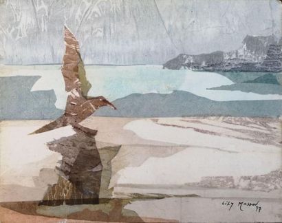 null Lily MASSON (1920-2019) :
Oiseau brun, 1977
Collage de papiers encrés et vinylique...