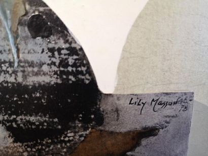 null Lily MASSON (1920-2019) :
Tournesol IV, 1978
Collage de papiers encrés contrecollé...