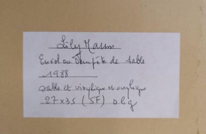 null Lily MASSON (1920-2019) :
Envol ou tempête de sable, 1988
Sable, vinylique et...