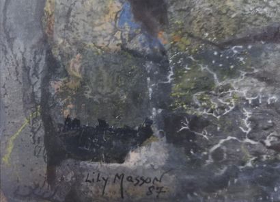 null Lily MASSON (1920-2019) :
Oiseau de nuit à la grotte, 1987
Acrylique sur papier,...