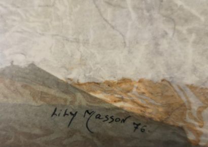null Lily MASSON (1920-2019) :
Sans titre, 1976
Collage de papiers encrés, signé...
