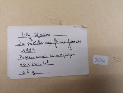 null Lily MASSON (1920-2019) :
La potiche aux fleurs jaunes, 1984
Collage de papiers...