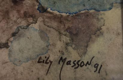 null Lily MASSON (1920-2019) :
Traversée de la passerelle, 1991
Acrylique sur papier,...
