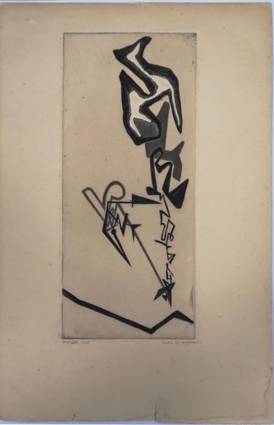 null Pierre COURTIN (1921-2012) :
Composition, 1947
Gravure, signée en bas à droite,...