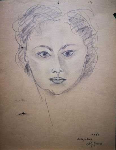 null Lily MASSON (1920-2019) :
Autoportrait, 1959
Crayon sur papier, signé, daté...