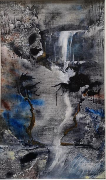 null Lily MASSON (1920-2019) :
Paysage à la cascade, 1994
Acrylique sur toile, signée...