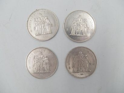 null 4 pièces de 50 Francs Argent Hercule de 1974, 1975 , 1976 et 1978.
Poids : 119...