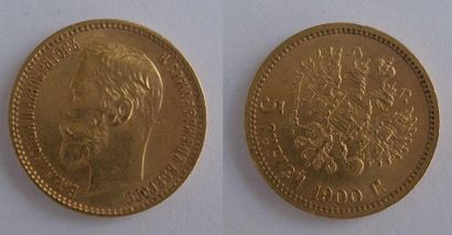 null Lot de 5 monnaies étrangères en or (20,35grs) : 
Dinar islamique (infimes traces...
