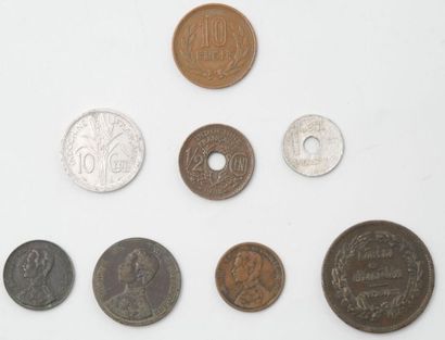 null 14 Monnaies Indochine, Cambodge. Argent et Divers Métaux.
Indochine Française...