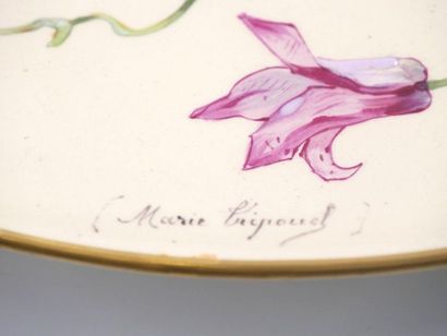 null CREIL ET MONTEREAU - B & Cie:
Large earthenware dish with enamelled floral decoration,...