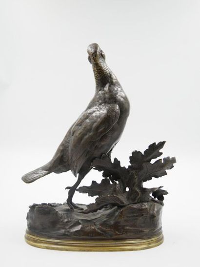 null Jules MOIGNIEZ (1835-1894): 
The pheasant
Proof in bronze with brown patina,...