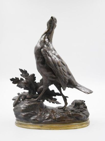 null Jules MOIGNIEZ (1835-1894): 
The pheasant
Proof in bronze with brown patina,...