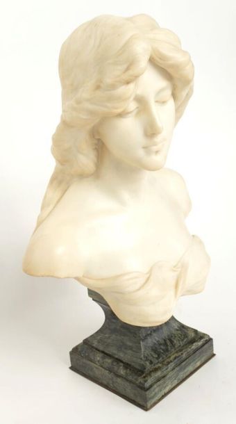null School Late 19th - Early 20th century Draped

bust of a young woman Sculpture...