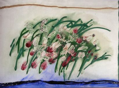 TZINGO Tulipes. Huile sur toile signée en bas à droite.