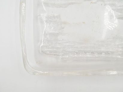 null DAUM : 
Coupe rectangulaire en cristal moulé-pressé à décor végétal.
6 x 31,5...