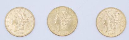 null 3 pièces de 20 dollars Or Liberty : 1896 S, 1897 et 1898 S.

Poids : 100,45...