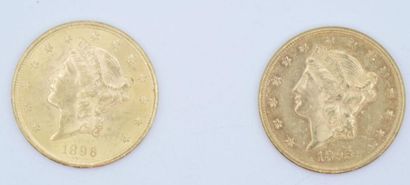 2 $20 Liberty Gold coins: 1895 S and 1896...