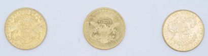 null 3 pièces de 20 dollars Or Liberty 1904 (dont une S).

Poids : 100,46 g.

(usures).



Estimation...