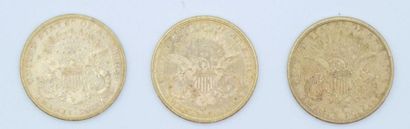null 3 pièces de 20 dollars Or Liberty : 1880 S, 1881 S et 1882 S.

Poids : 100,29...