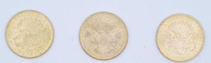 null 3 pièces de 20 dollars Or Liberty : 1876, 1877 S et 1878 S.

Poids : 100,39...