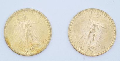 null 2 pièces de 20 dollars Or Saint-Gaudens 1928.

Poids : 66,97 g. 

(dont une :...