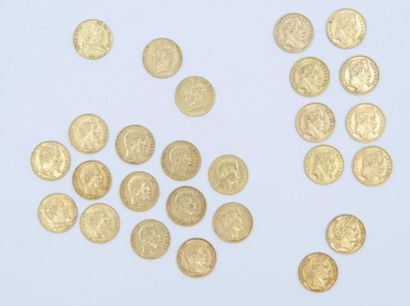 26 pieces of 20 gold francs:

Louis XVIII...