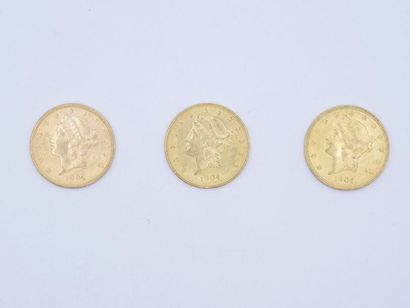 Three $20 Liberty Gold 1904 gold coins.

Weight:...