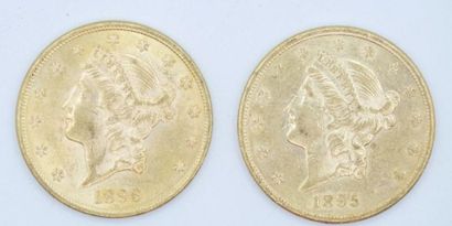 null 2 pièces de 20 dollars Or Liberty : 1895 S et 1896.

Poids : 66,97 g. 

(usures).



Estimation...