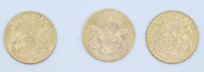null 3 pièces de 20 dollars Or Liberty : 1901 S, 1902 S et 1904 S.

Poids : 100,46...