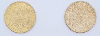 null 2 pièces de 20 dollars Or Liberty 1904 (dont une S).

Poids : 66,92 g.

(usures).



Estimation...