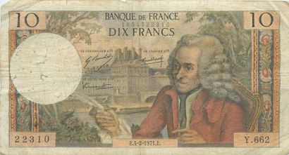 null 11 Billets de Banque. France.
5 Francs 1943, 10 Francs 1939, 10 Francs 1941,...