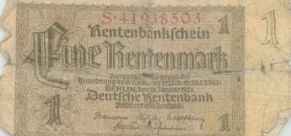 null 14 Billets de Banque. Etrangers et Etrangers.
Allemagne : Eine Rentenmark 1937...