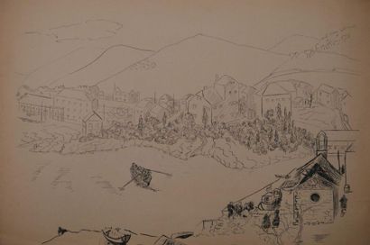 null 20th century school.

The boatman and the village.

Black pencil drawing.

33,5...
