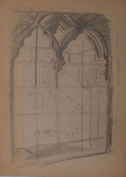 null School of the 20th century.

The Window.

Black pencil drawing.

34 x 24.7 cm.

Folds,...