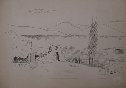 null School of the 20th century.

Provincial landscape. 2 Drawings on paper.

Black...