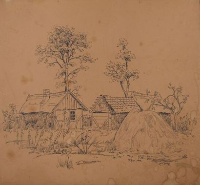 null 20th century school.

The Farm.

Black felt pen drawing.

Signed J.Gen and dated...