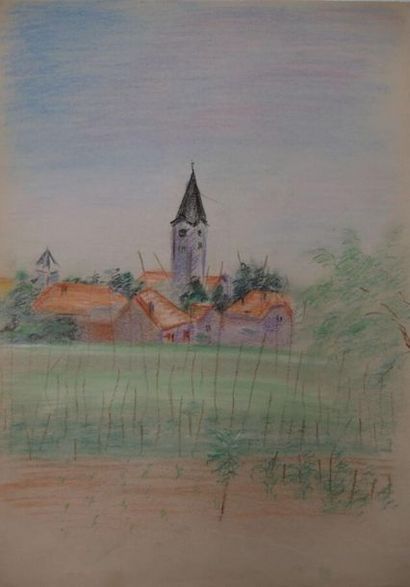 null 20th century school.

Small country village.

Pencils and pastels on paper.

34,5...