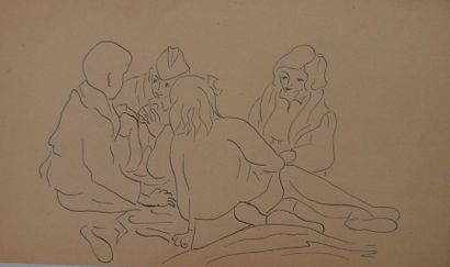 null School of the 20th century.

Card players.

Black felt pen drawing.

17 x 28.5...