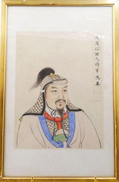 null CHINE - XIXème siècle : 

Ensemble de deux peintures, encre et couleurs sur...