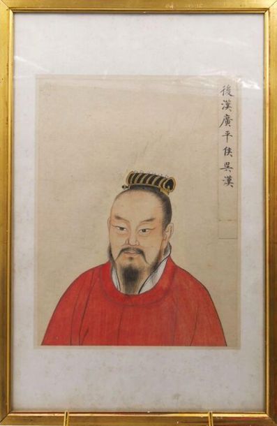 null CHINA - XIXth century : 

Set of two paintings, ink and colors on paper, representing...