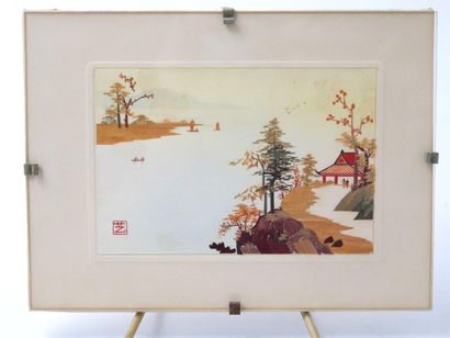 null ASIA and in the taste of ASIA, modern times: 

Set of four framed pieces: 

-...