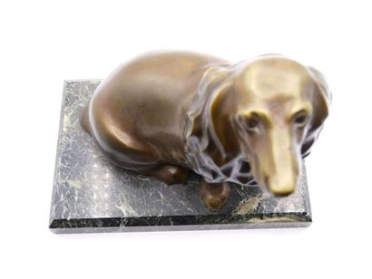 null Georges LAVROFF (1895-1991) 

Seated Dachshund 

Bronze sculpture with brown...
