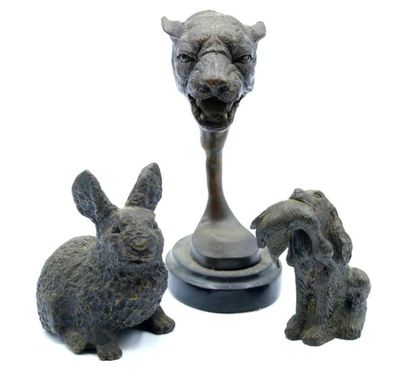 Set of four sculptures with animal subjects...