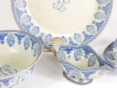 null GIEN 

Fine earthenware service part with blue monochrome printed decoration...