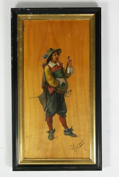 null P. APPART (XXe siècle)

Mousquetaire à la mandoline

Huile sur panneau de bois...