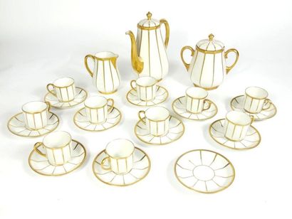 null RAYNAUD (Limoges), 

Porcelain coffee service set with gold fillet decoration,...