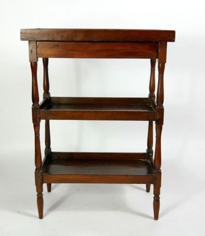 null Small trough table in mahogany stained cherry wood, opening by a drawer in belt....